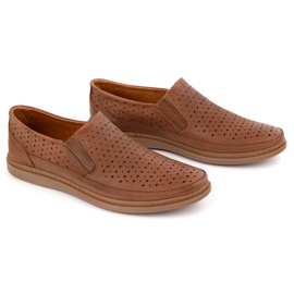Polbut Zapatos de cuero a puertas 2107L Camel marrón 2