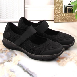 Zapatos cómodos calados Rieker W RKR575 negro 9