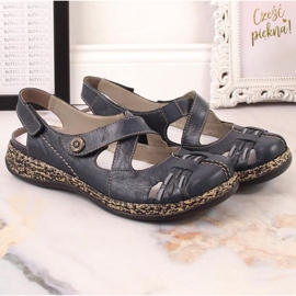 Sandalias cómodas velcro Rieker W 46377-14 azul 16