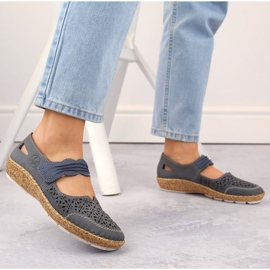 Rieker W RKR648 Zapatos calados piel azul 4