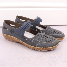 Rieker W RKR648 Zapatos calados piel azul 5