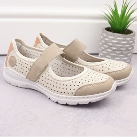 Zapatos cómodos calados Rieker W RKR575A, beige 6