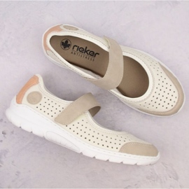 Zapatos cómodos calados Rieker W RKR575A, beige 8