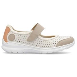 Zapatos cómodos calados Rieker W RKR575A, beige 17