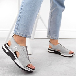 Sandalias cómodas sin cordones Rieker W RKR686 metalizado 4