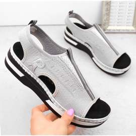 Sandalias cómodas sin cordones Rieker W RKR686 metalizado 5