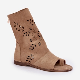 Zazoo 3437 Sandalias de ante con cremallera superior para mujer, color beige 4