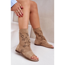 Zazoo 3437 Sandalias de ante con cremallera superior para mujer, color beige 6
