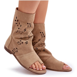 Zazoo 3437 Sandalias de ante con cremallera superior para mujer, color beige 8