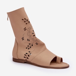 Sandalias de cuero Zazoo 3437 con una parte superior beige superior 4