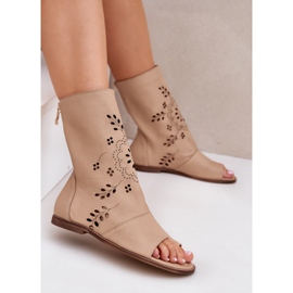 Sandalias de cuero Zazoo 3437 con una parte superior beige superior 6