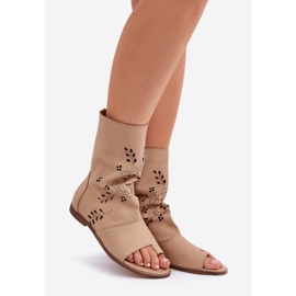 Sandalias de cuero Zazoo 3437 con una parte superior beige superior 1