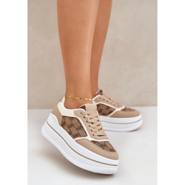 Zapatillas de deporte para mujeres con un patrón beige 2 Zapatillas de deporte para mujeres con un patrón beige 2