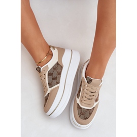 Zapatillas de deporte para mujeres con un patrón beige 7