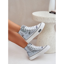 Zapatillas metálicas altas de las mujeres con corazones azules 8