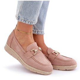 Mocasines a fuego lento con un detalle dorado y una trenza rosa de yute rosado 9