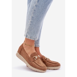 Mocasines con un detalle dorado y una trenza marrón de yute 1
