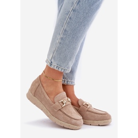 Mocasines con un detalle dorado y una trenza beige de yute 1