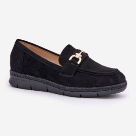 Mocasines con un detalle dorado y una trenza negra de yute negro 4