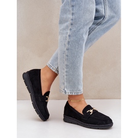 Mocasines con un detalle dorado y una trenza negra de yute negro 5