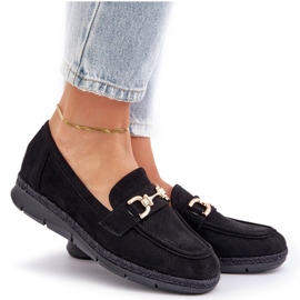 Mocasines con un detalle dorado y una trenza negra de yute negro 8