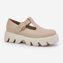 Zapatos de cuero con un beige de Zazoo 20183 4