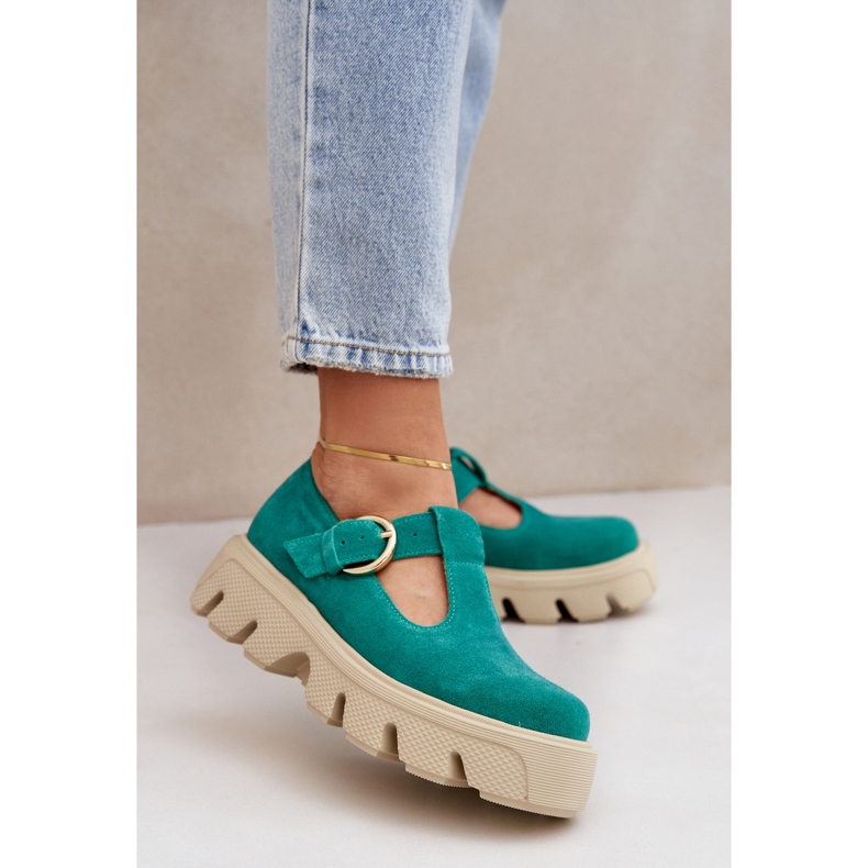 Zapatos de gamuza con una hebilla Zazoo 20183 Green verde 2 Zapatos de gamuza con una hebilla Zazoo 20183 Green verde 2