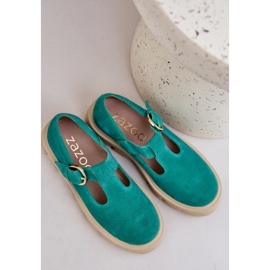 Zapatos de gamuza con una hebilla Zazoo 20183 Green verde 7