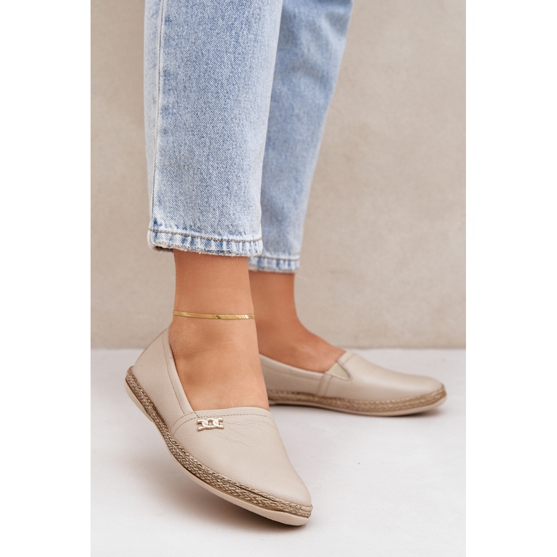 Elegante Espadrillas de cuero Zazoo 10177 beige 2
