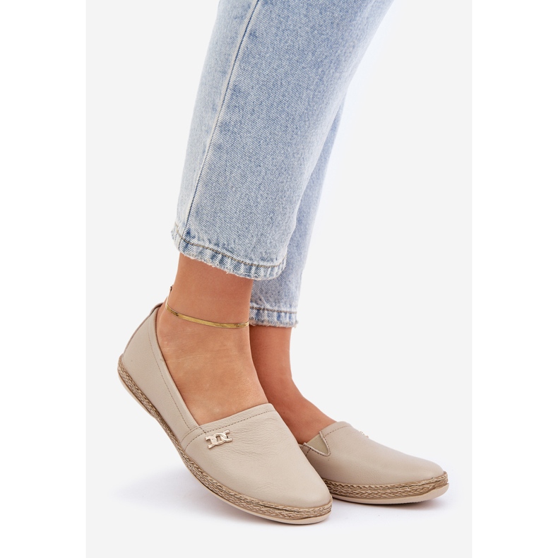 Elegante Espadrillas de cuero Zazoo 10177 beige 1