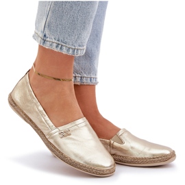 Elegante Espadrillas de cuero Zazoo 10177 Oro dorado 8