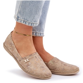 Elegantes alpargatas de ante con flores de mujer Zazoo 10177 beige 8