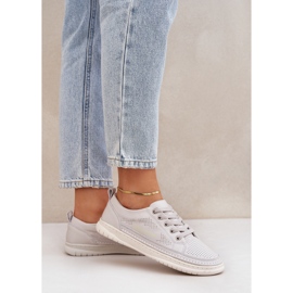 Zapatillas de cuero para mujeres gris 2 Zapatillas de cuero para mujeres gris 2