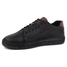 Polbut Zapatos de cuero para hombres 2109 negro con marrón 1