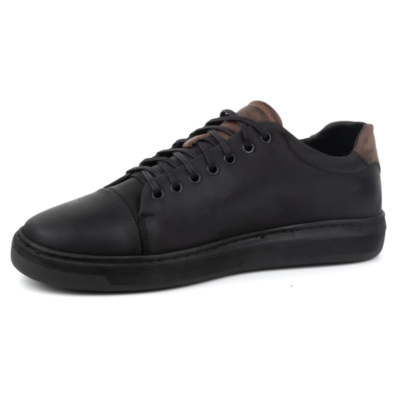 Polbut Zapatos de cuero para hombres 2109 negro con marrón 1