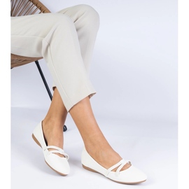 Ballerinas de mujeres blancas con un Matt Eco -Leather blanco 2