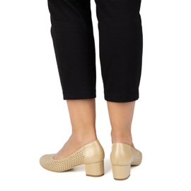 Exquisite Bombas de cuero abiertas en un tacón estable 1622ex beige 3