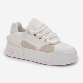 Zapatillas para mujeres con cordones gruesos en la plataforma blanca blanco 4