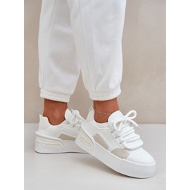 Zapatillas para mujeres con cordones gruesos en la plataforma blanca blanco 3