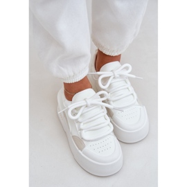 Zapatillas para mujeres con cordones gruesos en la plataforma blanca blanco 6
