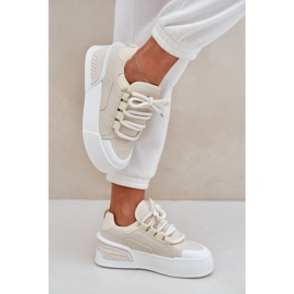 Zapatillas para mujeres con cordones gruesos en la plataforma beige 5