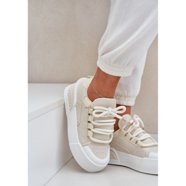 Zapatillas para mujeres con cordones gruesos en la plataforma beige 6