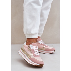 Zapatos deportivos brillantes para mujeres en la plataforma rosa 2