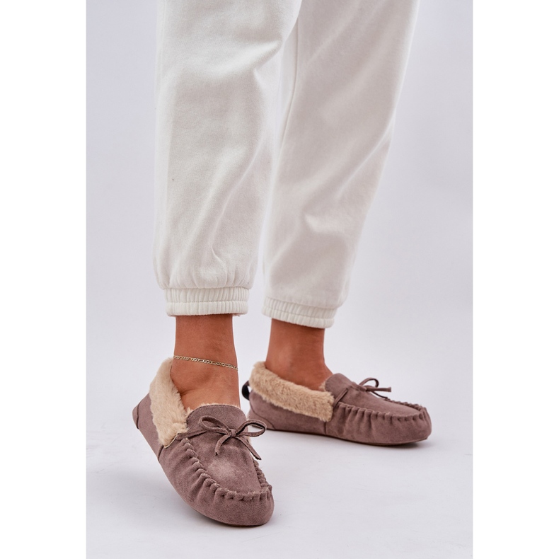 Moccasins zapatillas para mujeres con pieles beige oscuro kleogoria 2
