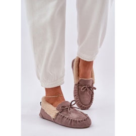 Moccasins zapatillas para mujeres con pieles beige oscuro kleogoria 3