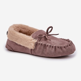 Moccasins zapatillas para mujeres con pieles beige oscuro kleogoria 4
