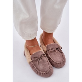 Moccasins zapatillas para mujeres con pieles beige oscuro kleogoria 5