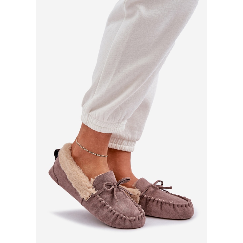 Moccasins zapatillas para mujeres con pieles beige oscuro kleogoria 1
