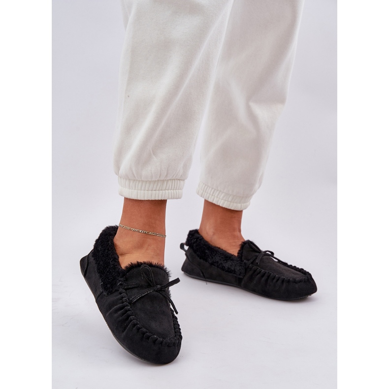 Mocasines de mujer con pelaje negro 2 Mocasines de mujer con pelaje negro 2