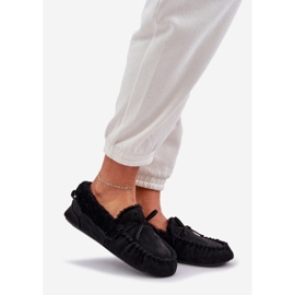 Mocasines de mujer con pelaje negro 1 Mocasines de mujer con pelaje negro 1